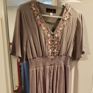 Embroidered Sage Maxi